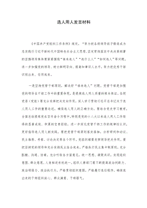 选人用人发言材料.docx