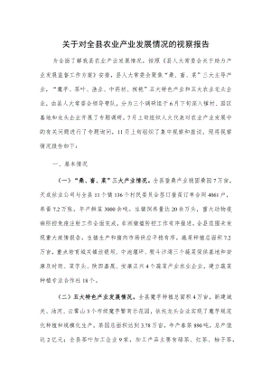 关于对全县农业产业发展情况的视察报告.docx