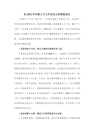 在2022年市委人才工作会议上的典型发言.docx