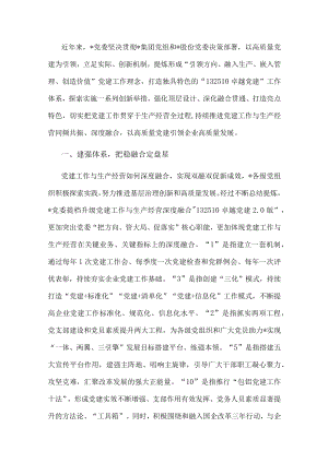 国企党建经验交流：坚持党建与生产经营双融合双提升.docx