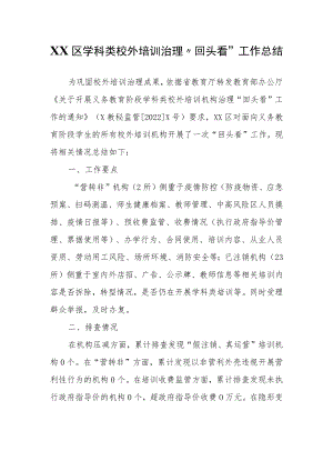 XX区学科类校外培训治理“回头看”工作总结.docx