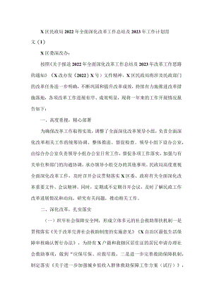 2022年全面深化改革工作总结及2023年工作计划范文2篇.docx