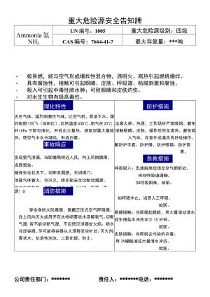 【告知牌】液氨重大危险源安全告知牌(模板).docx