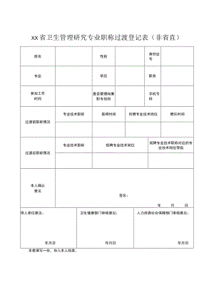xx省卫生管理研究专业职称过渡登记表.docx