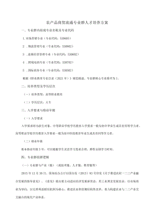 2021年农产品商贸流通专业群人才培养方案.docx