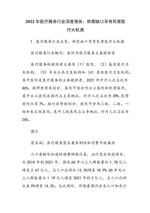 2022年医疗服务行业深度报告：供需缺口孕育民营医疗大机遇.docx
