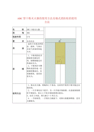 ABC型干粉灭火器的使用方法及墙式消防栓的使用方.docx