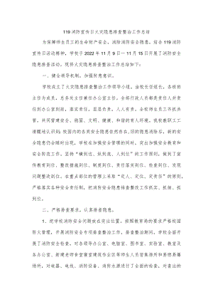 119消防宣传日火灾隐患排查整治工作总结.docx