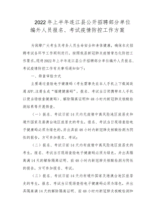 2022年上半年连江县公开招聘部分单位编外人员报名、考试疫情防控工作方案.docx