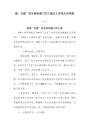 镇“五星”党支部创建工作汇报及工作亮点共两篇.docx