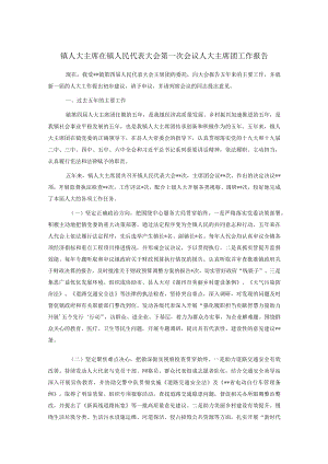 镇人大主席在镇人民代表大会第一次会议人大主席团工作报告.docx