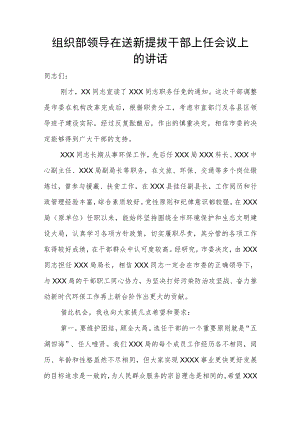组织部领导在送新提拔干部上任会议上的讲话.docx