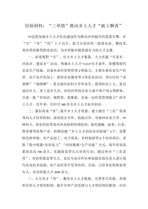 经验材料：“三举措”推动乡土人才“破土飘香”.docx
