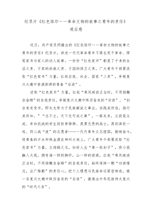 纪录片《红色烙印——革命文物的故事之青年的责任》观后感.docx