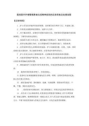 医院医疗护理管理患者出现精神症状的应急预案及处理流程.docx