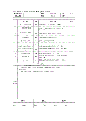 企业管理仓储部经理工作绩效KPI考核指标量表.docx