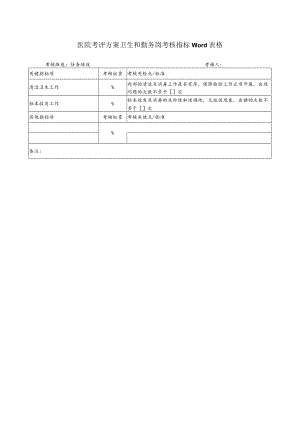 医院考评方案卫生和勤务岗考核指标Word表格.docx