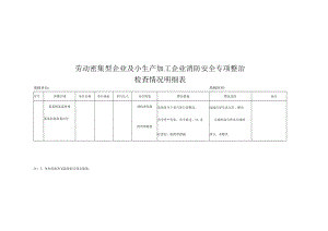 劳动密集型企业及小生产加工企业消防安全专项整治检查情况明细表.docx