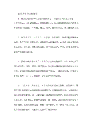 自得少年班主任评语.docx