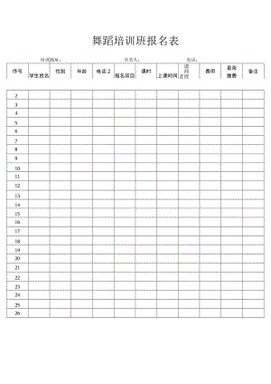 舞蹈培训班报名表.docx