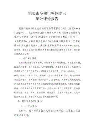笔架山乡部门整体支出绩效评价报告.docx