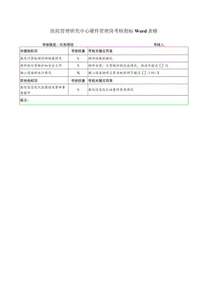 医院管理研究中心硬件管理岗考核指标Word表格.docx