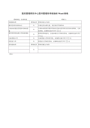 医院管理研究中心图书管理岗考核指标Word表格.docx