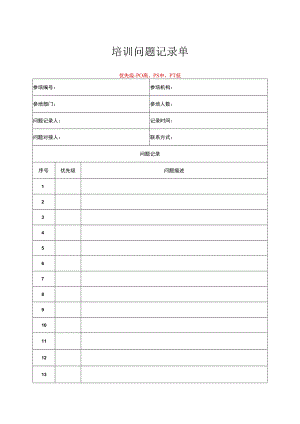 企业运维实施培训问题记录单.docx