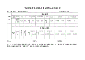 劳动密集型企业消防安全专项整治情况统计表.docx