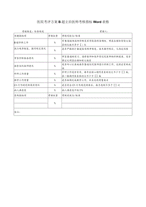 医院考评方案B超主治医师考核指标Word表格.docx