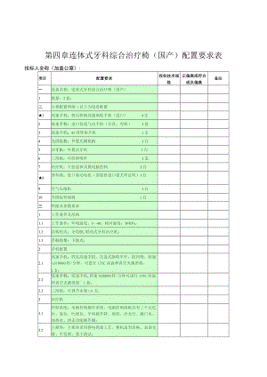 第四章连体式牙科综合治疗椅国产配置要求表.docx