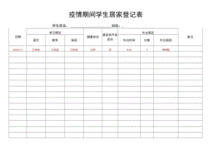 疫情期间学生居家登记表.docx