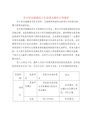 多介质过滤器的工作原理及操作日常维护.docx