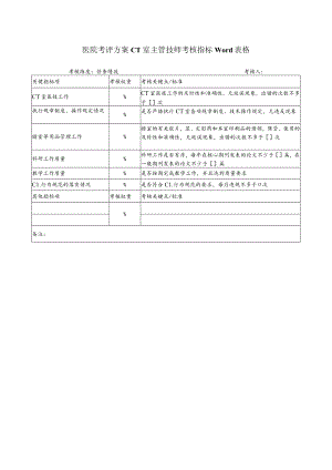 医院考评方案CT室主管技师考核指标Word表格.docx