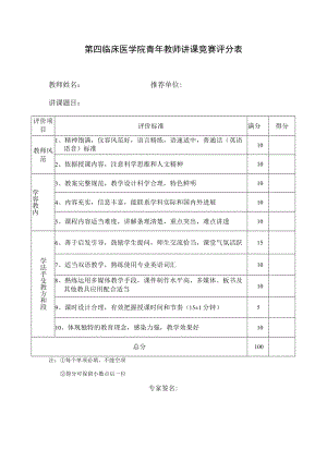 第四临床医学院青年教师讲课竞赛评分表.docx