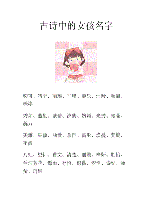 古诗中的女孩名字.docx