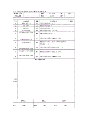 化工企业设备部经理绩效KPI考核指标量表.docx