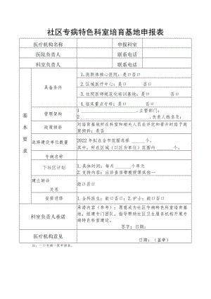 社区专病特色科室培育基地申报表.docx
