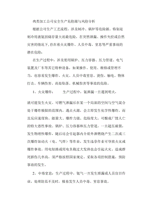 肉类加工公司安全生产危险源与风险分析.docx