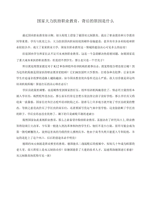 国家大力扶持职业教育背后的原因是什么.docx