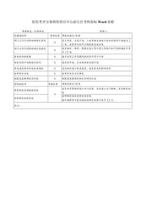 医院考评方案物资供应中心副主任考核指标Word表格.docx