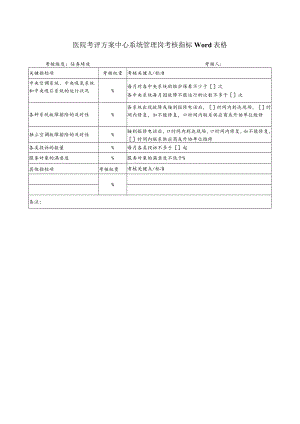 医院考评方案中心系统管理岗考核指标Word表格.docx