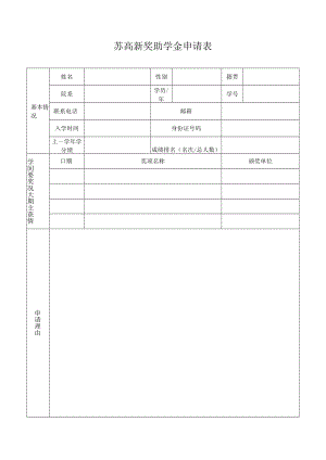 苏高新奖助学金申请表.docx