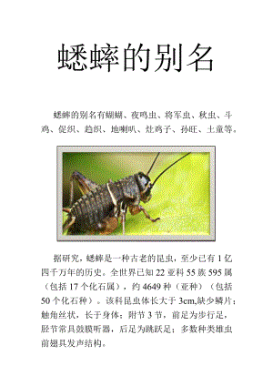 蟋蟀的别名.docx