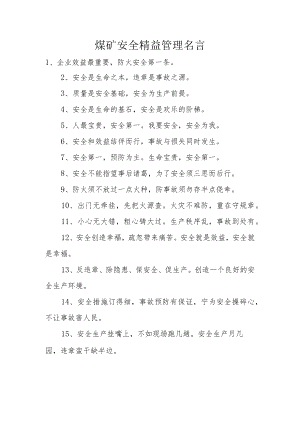 煤矿安全精益管理名言.docx