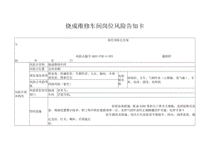 烧成维修车间岗位风险告知卡.docx