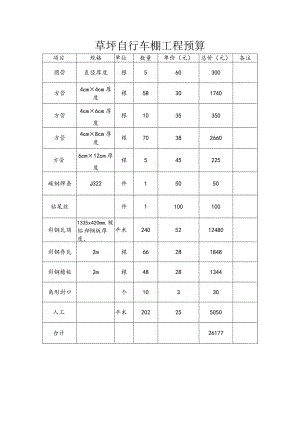 新建自行车棚预算(彩瓦).docx