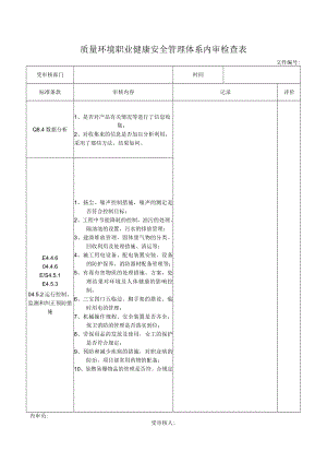 质量环境职业健康安全管理体系内检查表.docx
