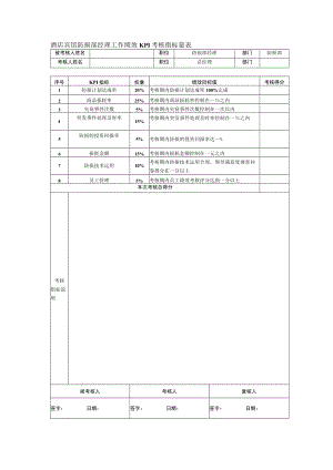 酒店宾馆防损部经理工作绩效KPI考核指标量表.docx