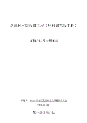 龙眼村村貌改造工程环村路东线工程评标办法及专用条款.docx